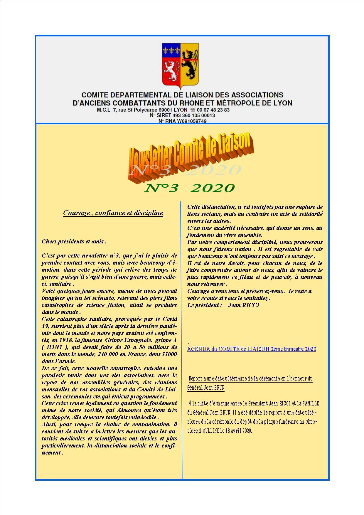 Newsletter comite de liaisonn 3 2020