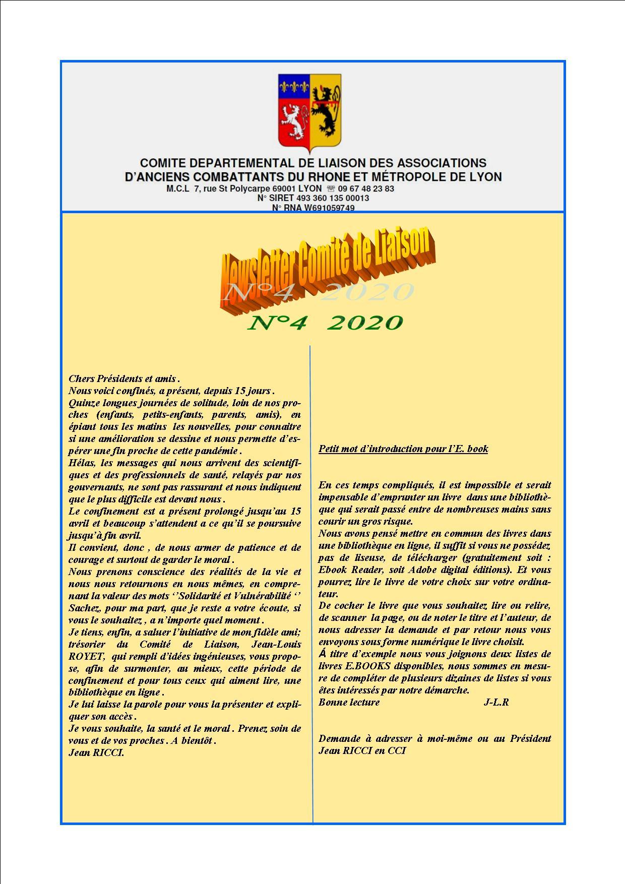 Newsletter comite de liaisonn 4 2020